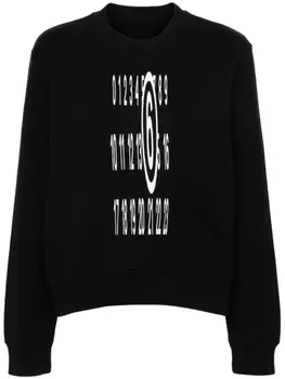 Хлопковая толстовка с мотивом цифр MM6 Maison Margiela, черный