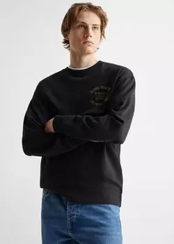 Хлопковая толстовка с надписью MANGO, черный