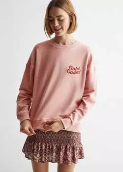Хлопковая толстовка с надписью MANGO, розовый