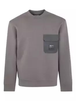Хлопковая толстовка с накладными карманами EMPORIO ARMANI, черный