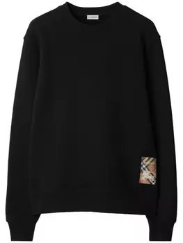 Хлопковая толстовка с нашивками в клетку Burberry, черный