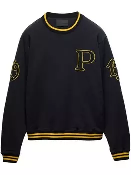 Хлопковая толстовка с нашивкой-логотипом Prada, черный