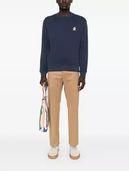 Хлопковая толстовка с нашивкой «Speedy Fox» от Maison Kitsun, синий