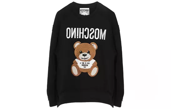 Хлопковая толстовка с принтом медведя MOSCHINO, черный