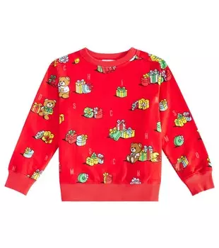 Хлопковая толстовка с принтом «Медвежонок Тедди» Moschino Kids, цвет poppy xmas gifts