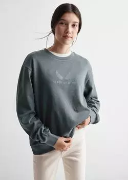 Хлопковая толстовка с рисунком MANGO, антрацит