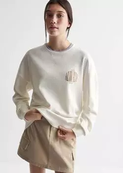 Хлопковая толстовка с рисунком MANGO, белый