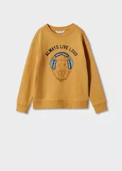 Хлопковая толстовка с рисунком MANGO, горчица
