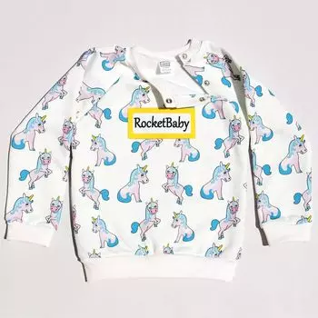 Хлопковая толстовка с тематикой единорога и кнопками RocketBaby