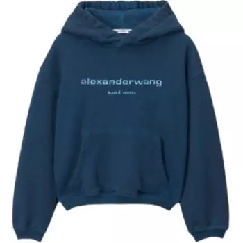 Хлопковая толстовка с тисненым логотипом Alexander Wang, Marine Blue