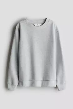 Хлопковая толстовка с вафельной структурой H&M, серый