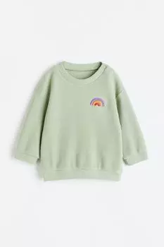 Хлопковая толстовка с вафельным переплетением H&amp;M, фисташково-зеленый/радужный