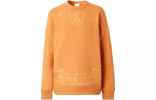 Хлопковая толстовка с вышитым гербом в виде дубовых листьев Burberry, оранжевый