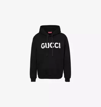 Хлопковая толстовка с вышитым логотипом Gucci, черный