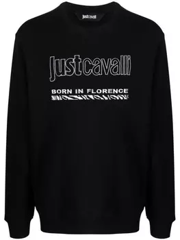 Хлопковая толстовка с вышитым логотипом Just Cavalli, черный