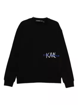 Хлопковая толстовка с вышитым логотипом KARL LAGERFELD, черный