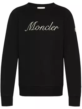 Хлопковая толстовка с вышитым логотипом Moncler, черный