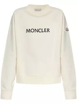 Хлопковая толстовка с вышитым логотипом Moncler, нейтральный