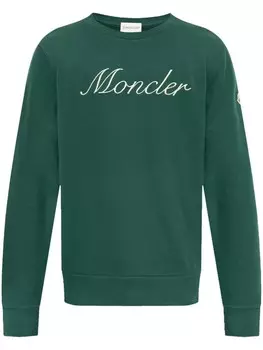 Хлопковая толстовка с вышитым логотипом Moncler, зеленый