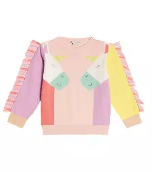 Хлопковая толстовка с вышивкой Stella McCartney Kids, разноцветный