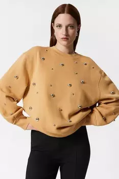 Хлопковая толстовка с заклепками & Other Stories, бежевый