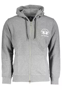 Хлопковая толстовка с застежкой-молнией и контрастными деталями La Martina, серый