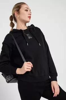 Хлопковая толстовка с завязкой на капюшоне Armani Exchange, черный
