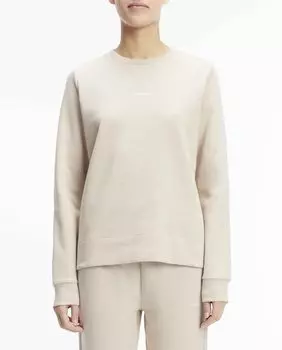 Хлопковая толстовка с женским микрологотипом Calvin Klein, бежевый