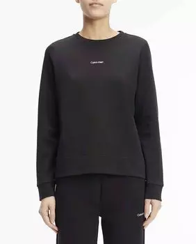 Хлопковая толстовка с женским микрологотипом Calvin Klein, черный