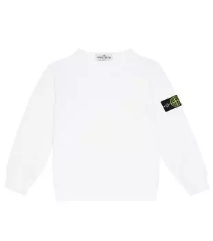 Хлопковая толстовка Stone Island Junior, белый