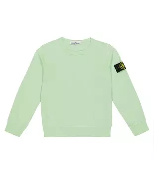 Хлопковая толстовка Stone Island Junior, зеленый
