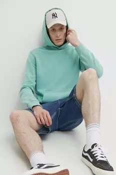Хлопковая толстовка Superdry, бирюзовый