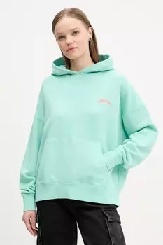 Хлопковая толстовка Superdry, бирюзовый