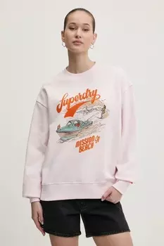 Хлопковая толстовка Superdry, розовый