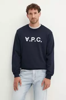 Хлопковая толстовка Sweat Standard grand vpc GOTS A.P.C., темно-синий