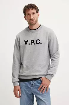 Хлопковая толстовка Sweat Standard grand vpc GOTS A.P.C., серый