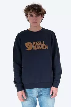 Хлопковая толстовка Свитер с логотипом Fjallraven, темно-синий
