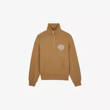 Хлопковая толстовка свободного кроя на молнии с графическим принтом The Kooples, коричневый