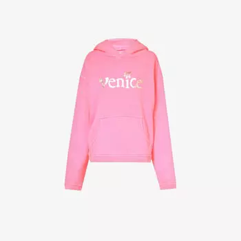 Хлопковая толстовка свободного кроя с графичным принтом Venice Erl, розовый