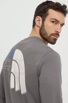Хлопковая толстовка The North Face, серый