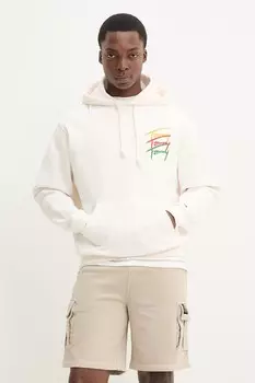 Хлопковая толстовка Tommy Jeans, бежевый