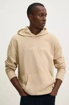 Хлопковая толстовка Tommy Jeans, бежевый