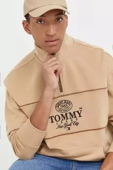 Хлопковая толстовка Tommy Jeans, бежевый