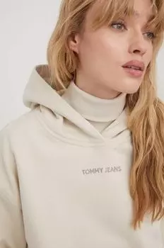 Хлопковая толстовка Tommy Jeans, бежевый