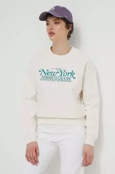 Хлопковая толстовка Tommy Jeans, бежевый