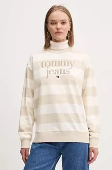 Хлопковая толстовка Tommy Jeans, бежевый