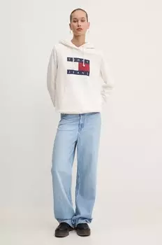 Хлопковая толстовка Tommy Jeans, бежевый