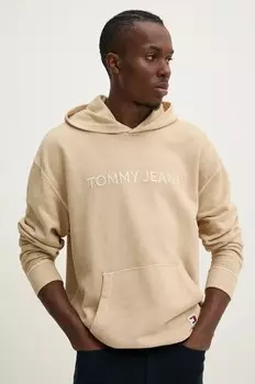 Хлопковая толстовка Tommy Jeans, бежевый