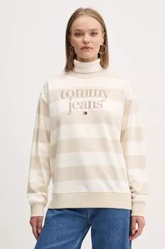 Хлопковая толстовка Tommy Jeans, бежевый