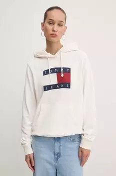 Хлопковая толстовка Tommy Jeans, бежевый